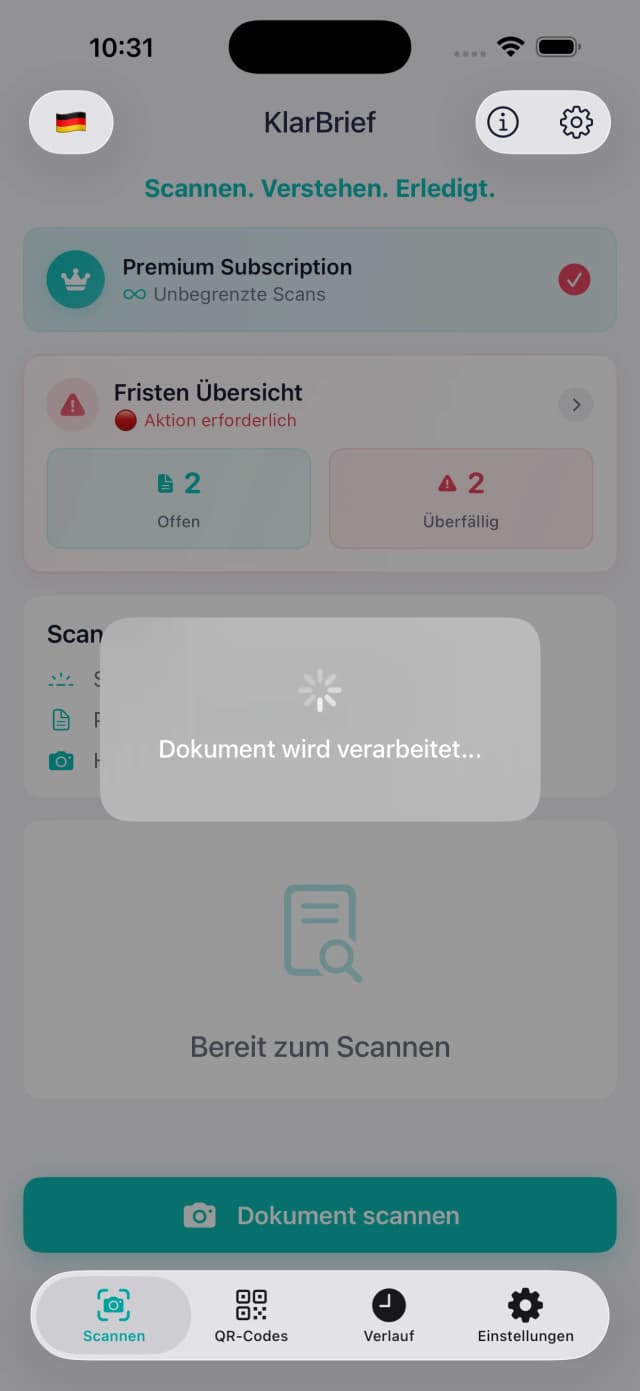 KlarBrief analysiert Dokument